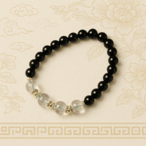 Black Obsidian & Green Phantom Quartz Bracelet | Crystal Healing Jewelry